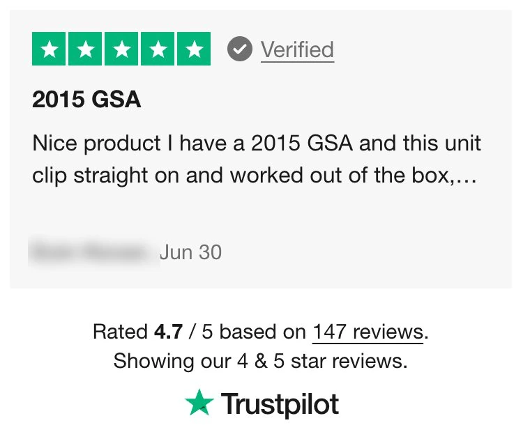 Live Trustpilot widget on the product page: rated 4.7 out of 5 based on 147 reviews